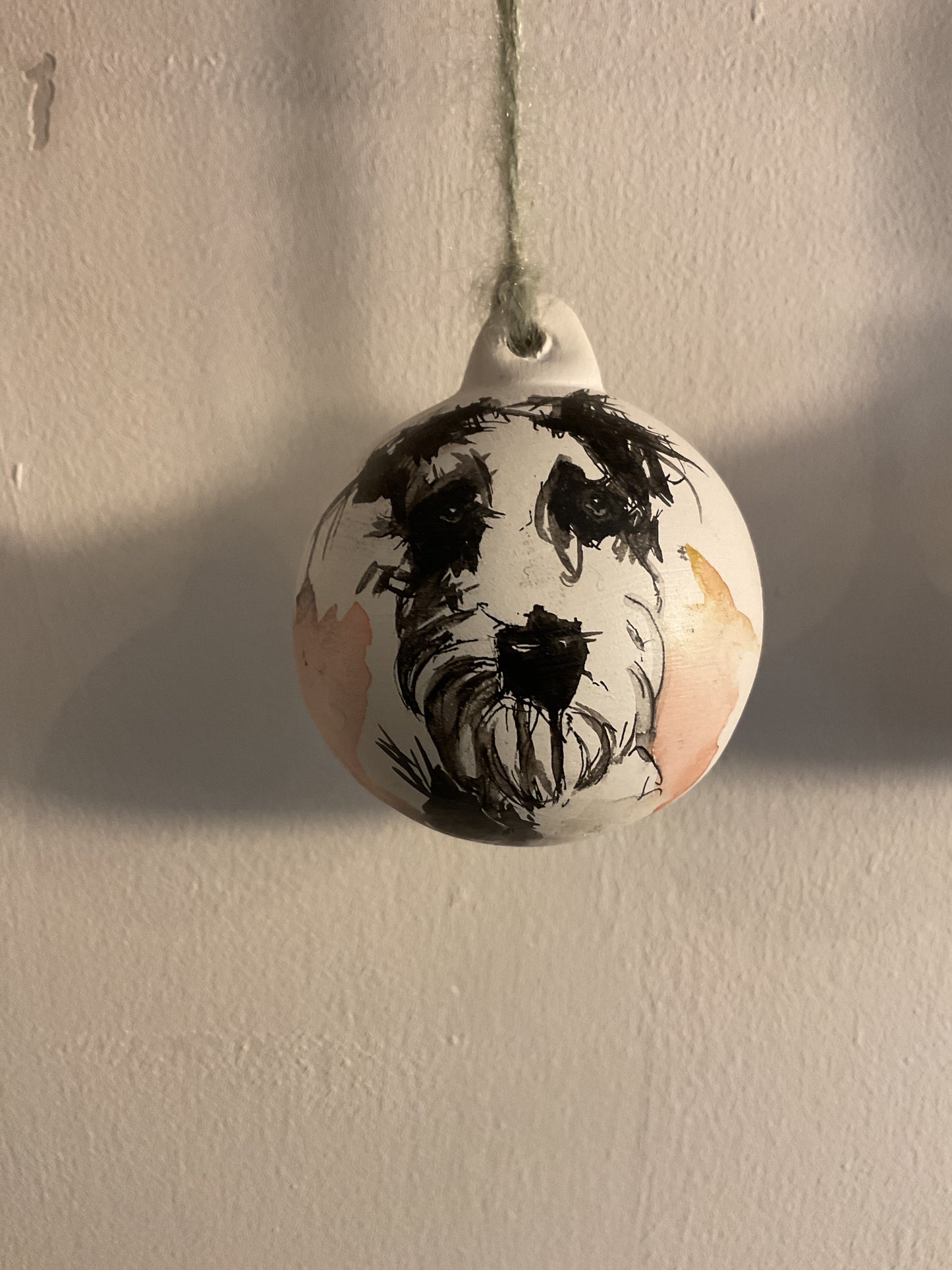 Unique ceramic pet portrait baubles
