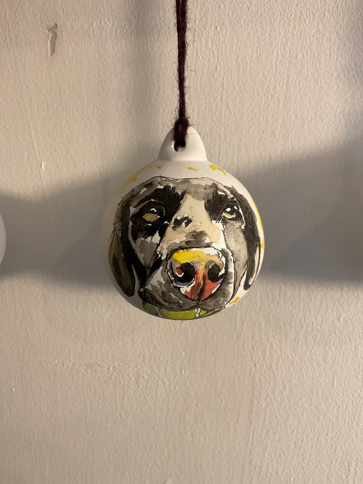 Unique ceramic pet portrait baubles